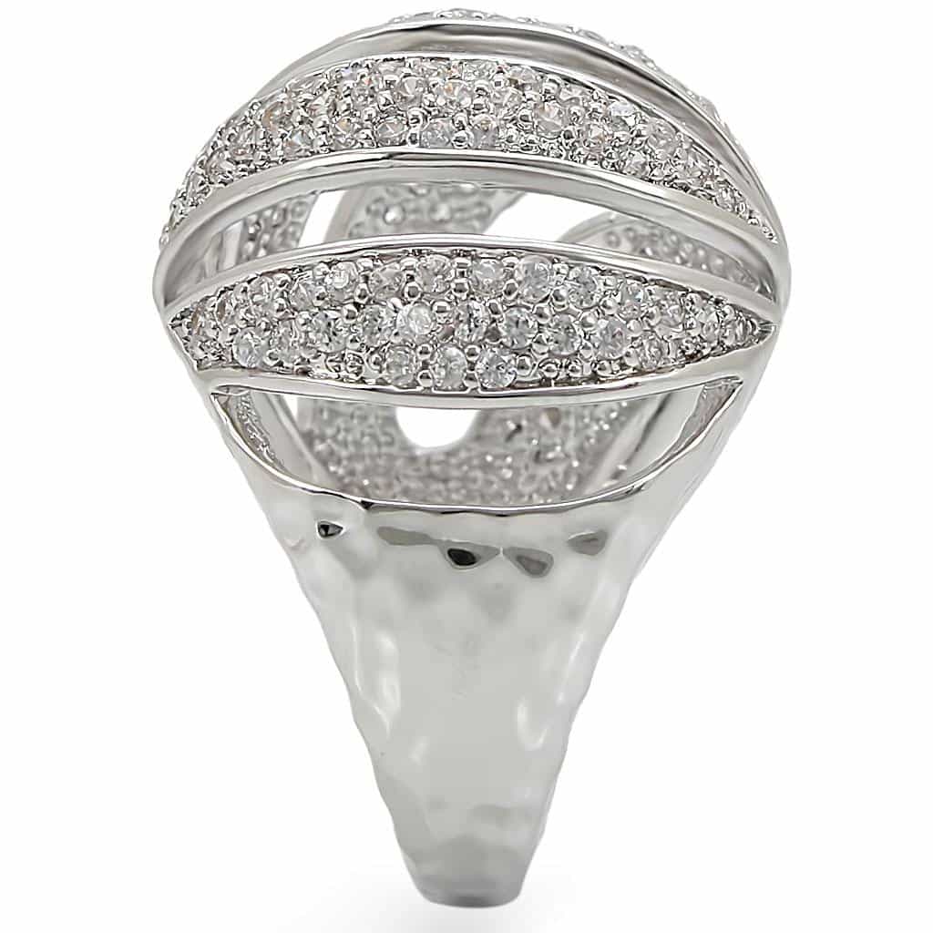 Brass CZ Pavé Shell Fan Dome Ring view 12