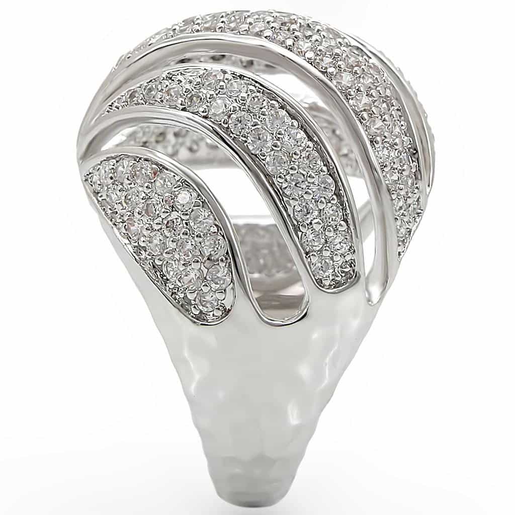 Brass CZ Pavé Shell Fan Dome Ring view 14