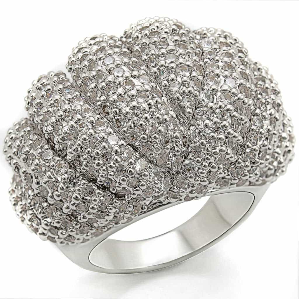 Brass CZ Pavé Cluster Dome Ring view 2