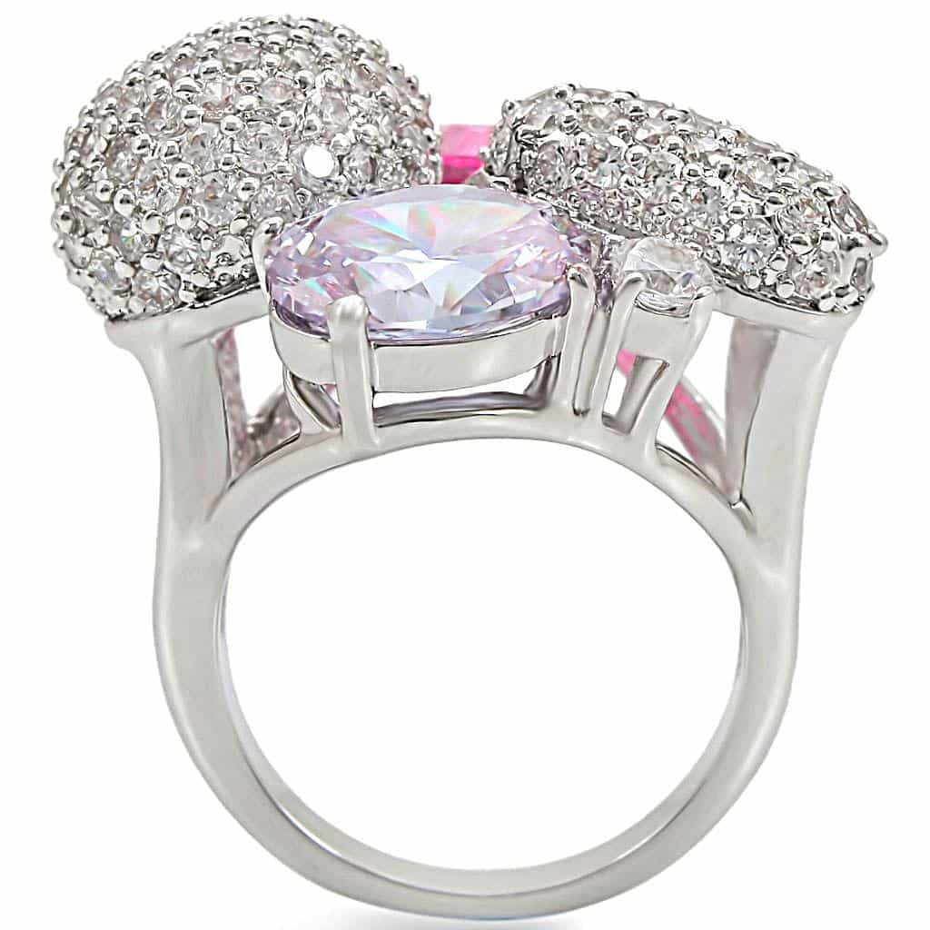 Brass Pink Lavender CZ Multi-Stone Cocktail Ring view 10