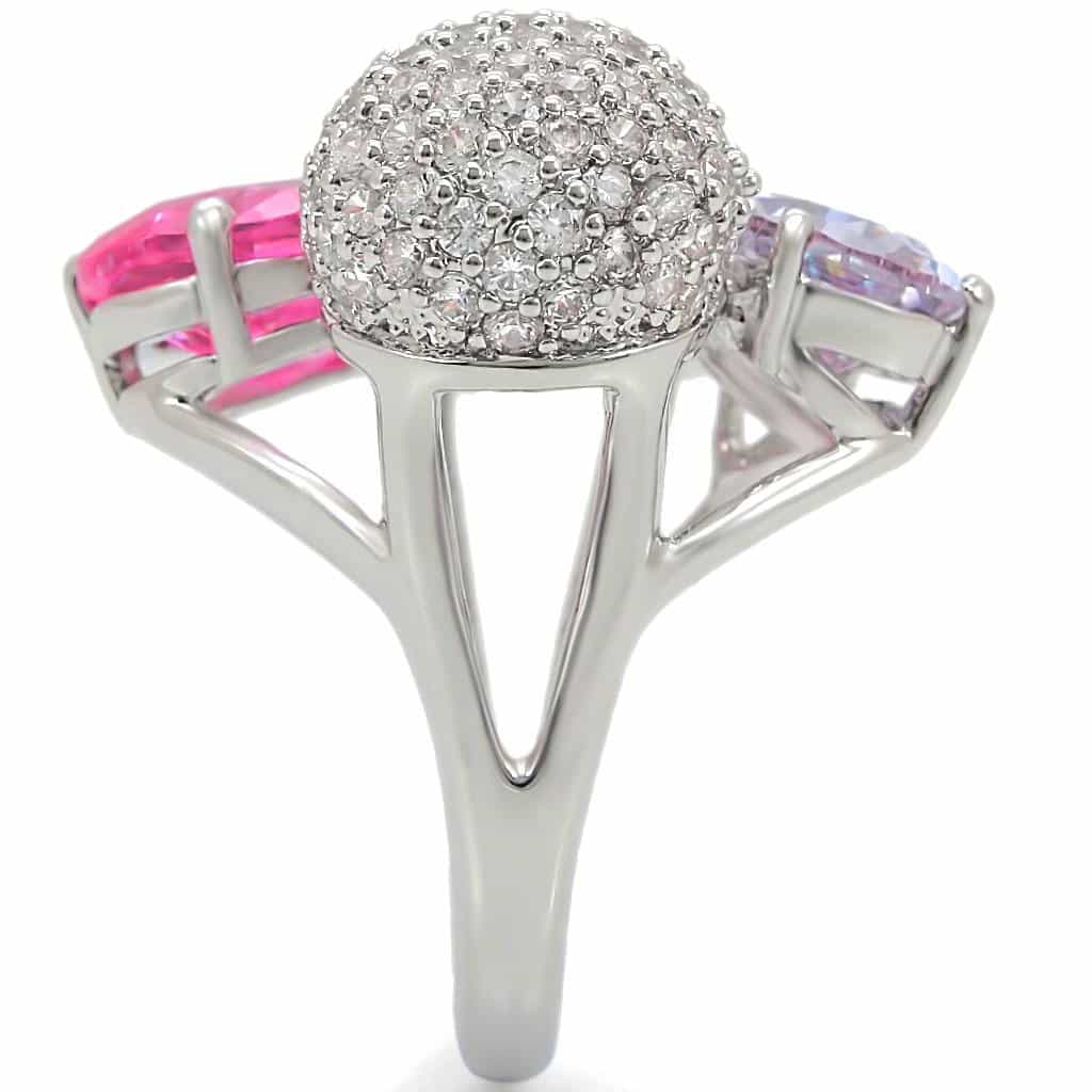 Brass Pink Lavender CZ Multi-Stone Cocktail Ring view 14
