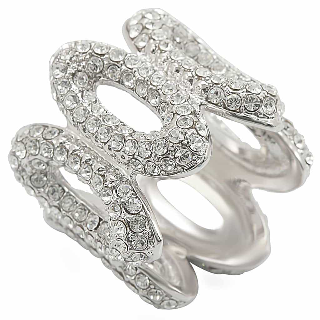 Brass CZ Pave Snake Wrap Ring view 2