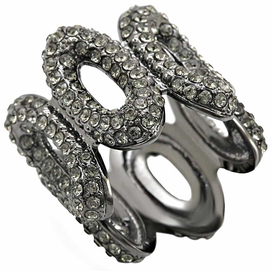 Brass Dark Crystal Interlocking Loop Ring view 2