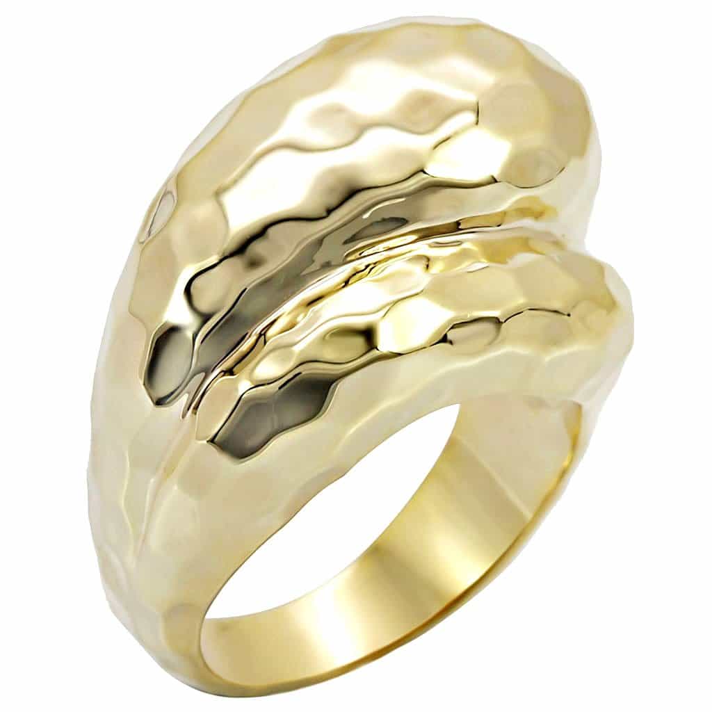 Brass Gold Hammered Dome Ring view 2