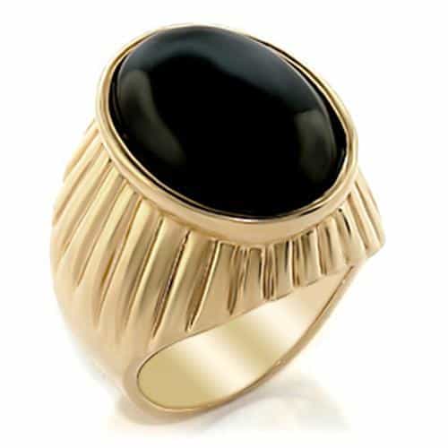 Brass Gold Black Onyx Oval Men's Ring view 2