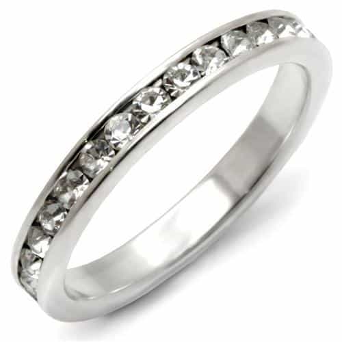 Sterling Silver Clear Crystal Eternity Ring view 2