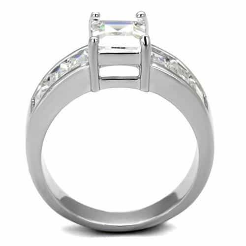 Brass CZ Emerald Cut Baguette Side Ring view 6