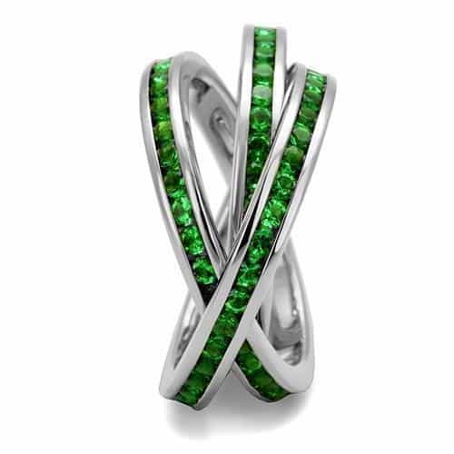Brass Emerald CZ Channel Triple Rolling Ring view 8