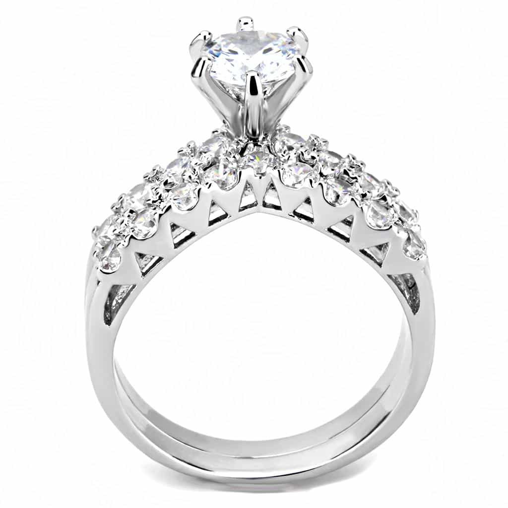 Brass CZ Round Solitaire Cluster Bridal Ring view 6