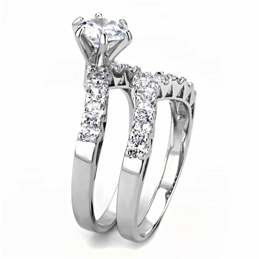 Brass CZ Round Solitaire Cluster Bridal Ring view 8