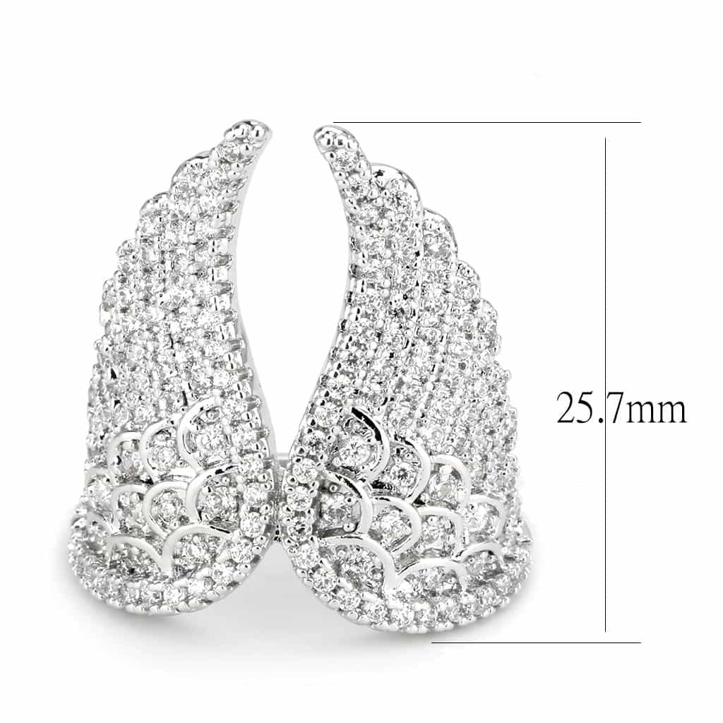 Brass CZ Pavé Angel Wing Wide Ring view 4
