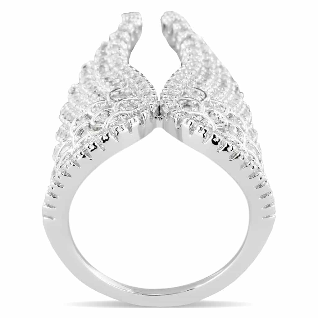 Brass CZ Pavé Angel Wing Wide Ring view 6
