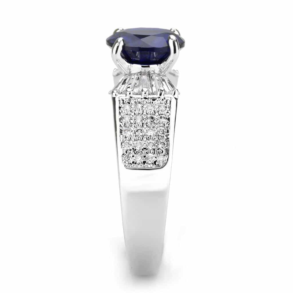Brass Sapphire Round Solitaire Baguette Pavé Ring view 8