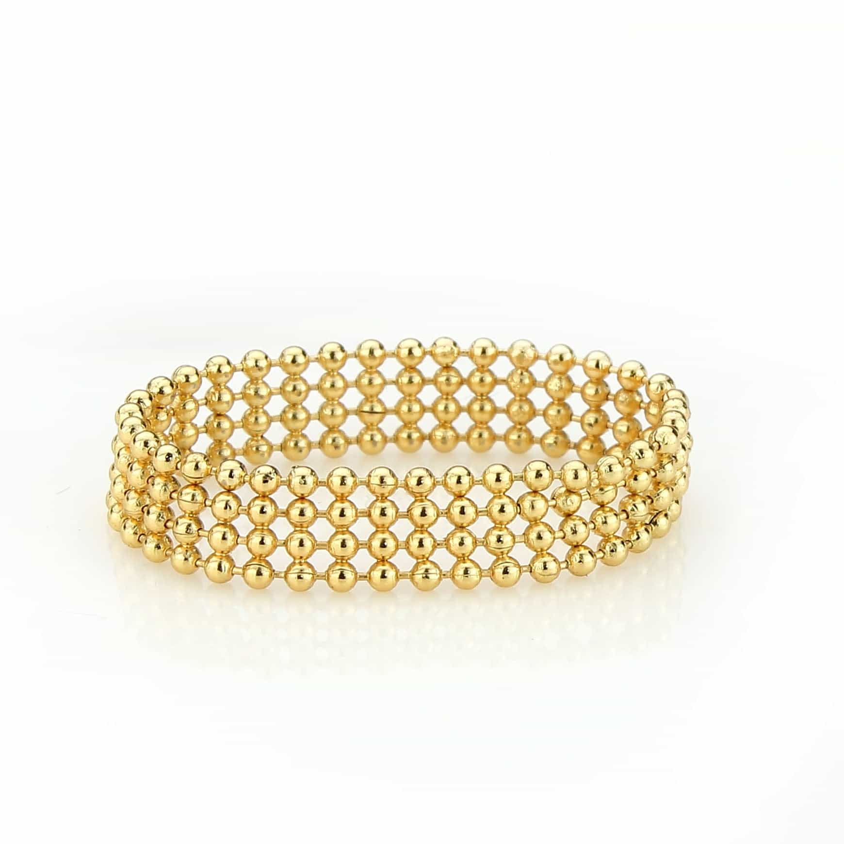 Brass Gold Ball Bead Multi-Strand Stretch Ring view 10