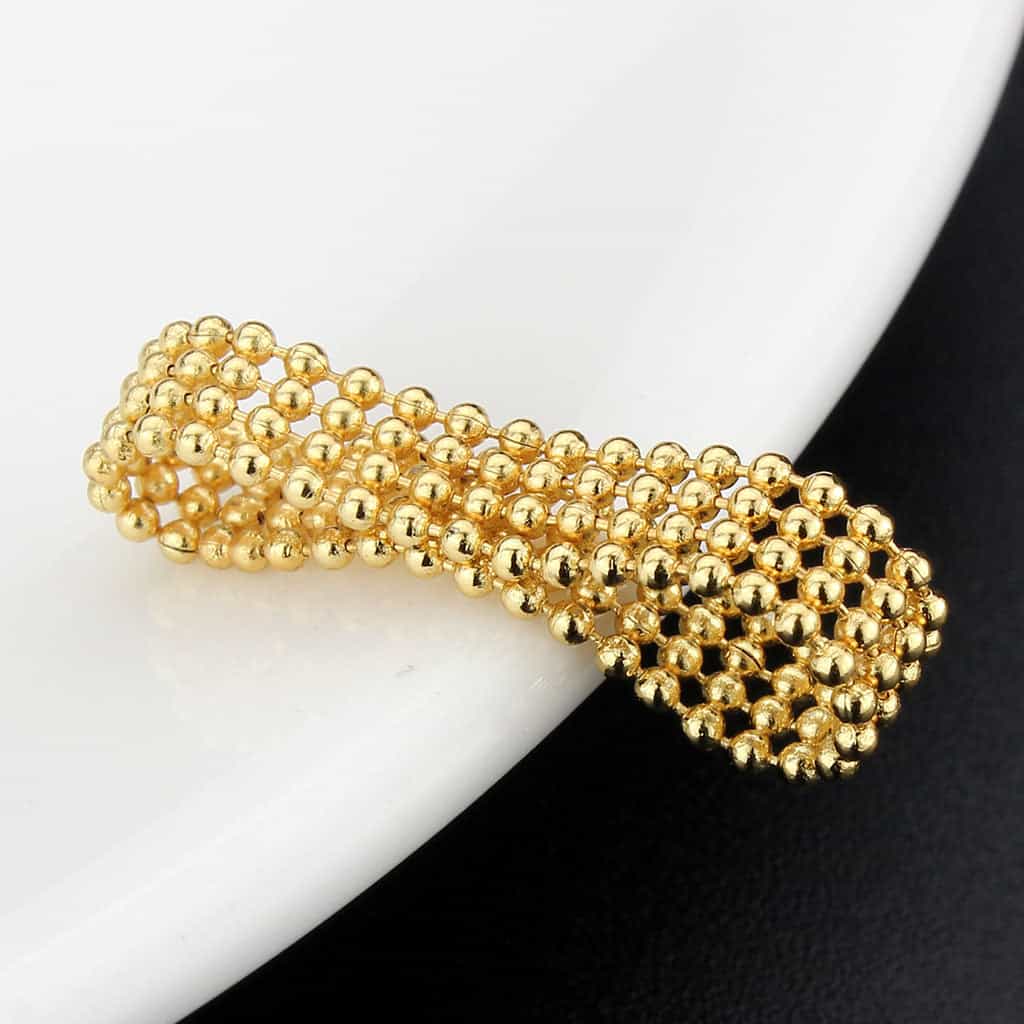Brass Gold Ball Bead Multi-Strand Stretch Ring view 6