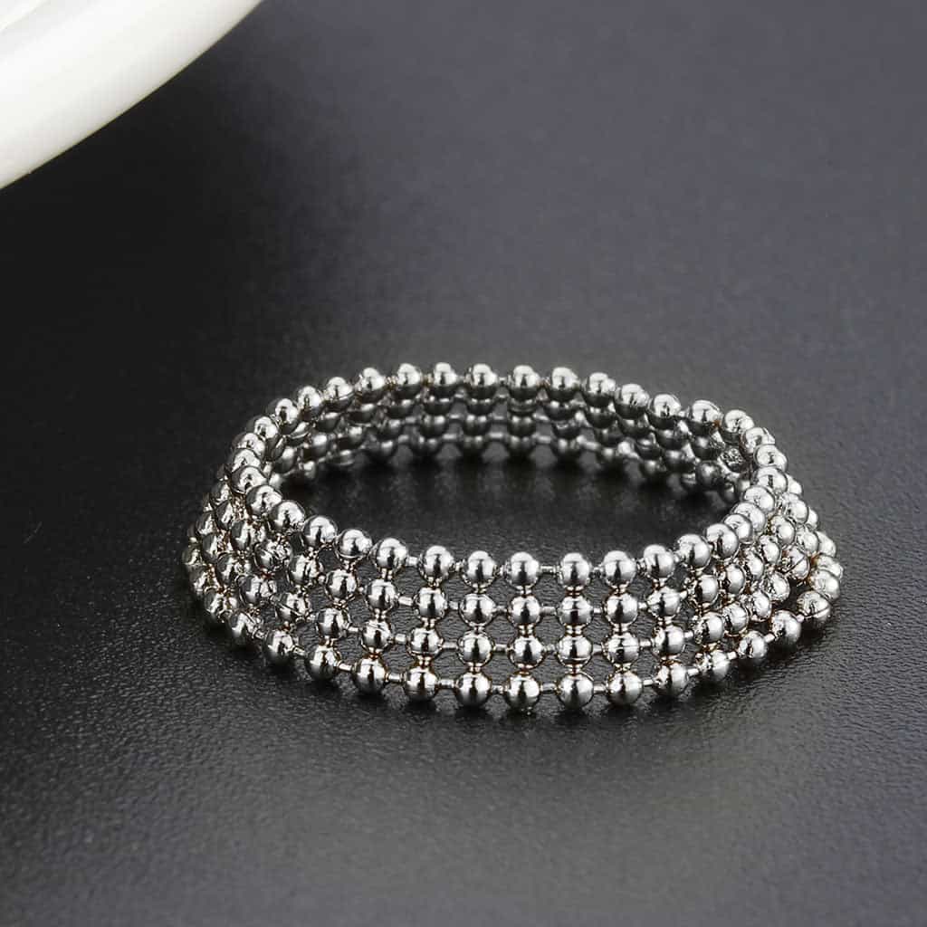Brass Ball Bead Multi-Strand Stretch Ring view 12