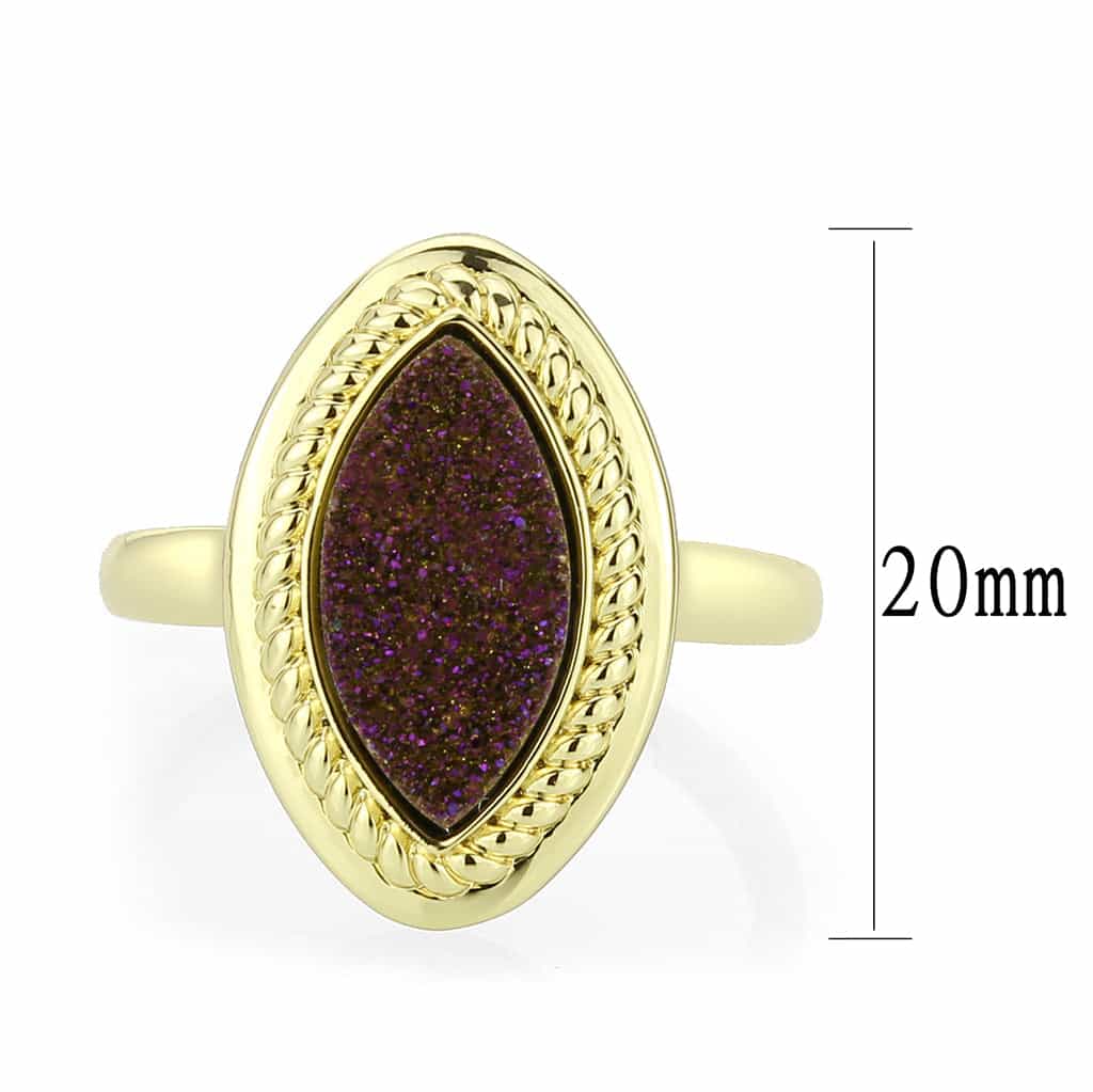 Brass Gold Purple Druzy Oval Rope Bezel Ring view 4
