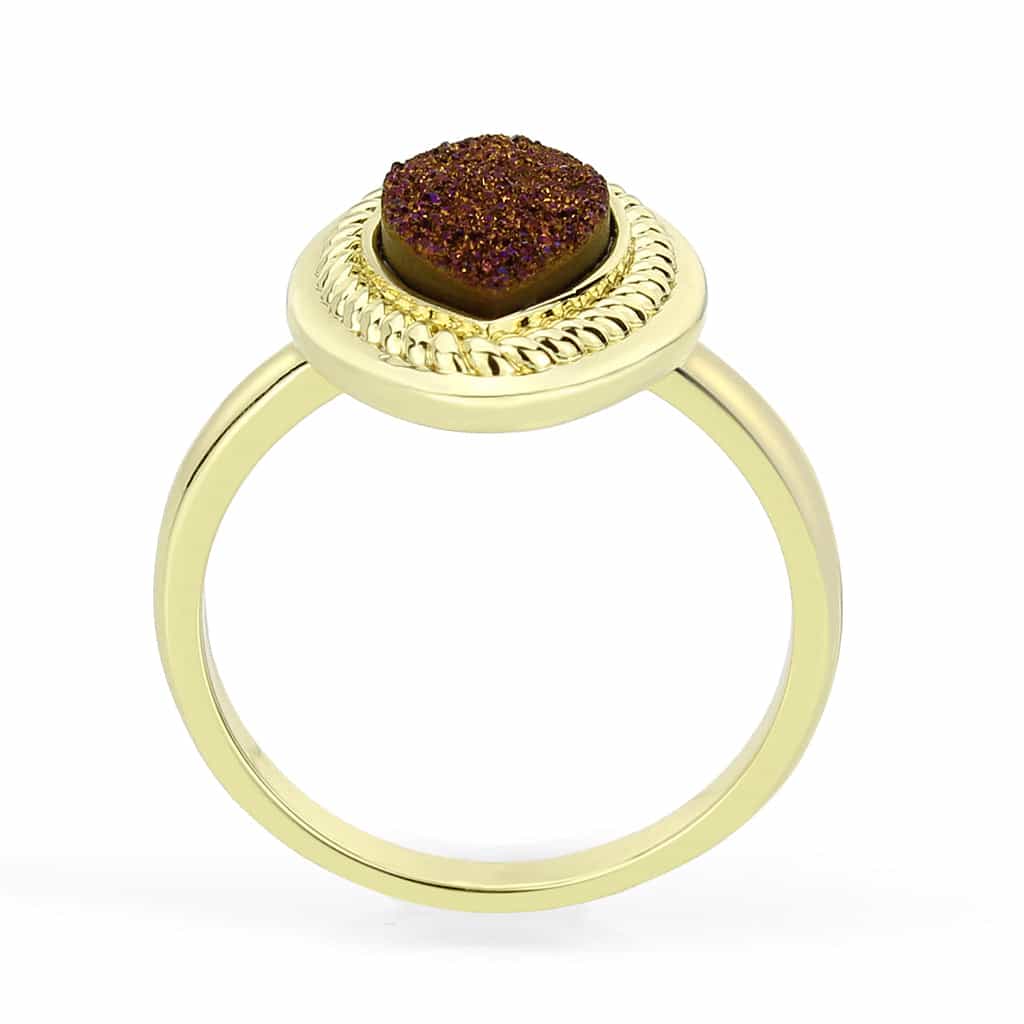Brass Gold Purple Druzy Oval Rope Bezel Ring view 6
