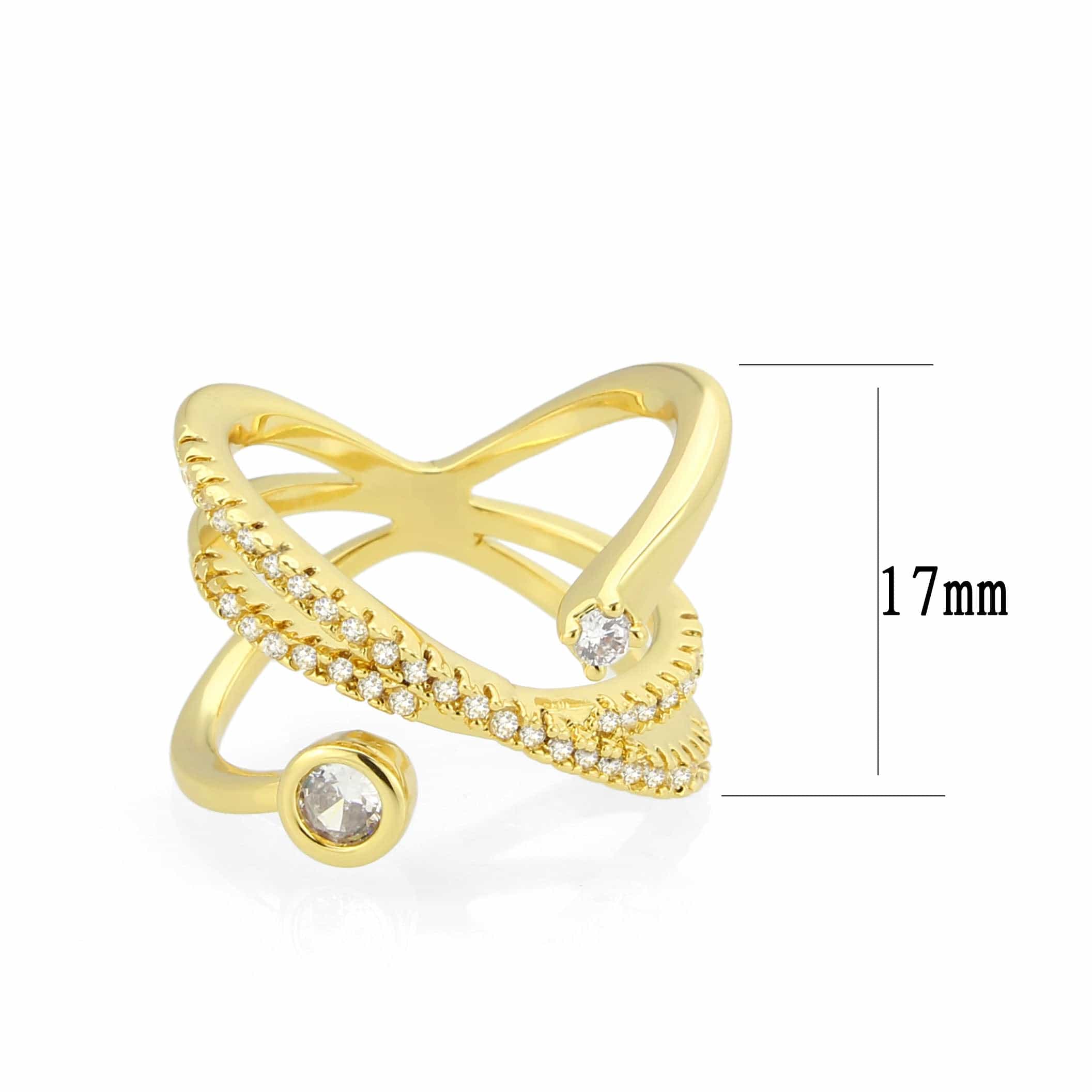 Brass Gold CZ Pave Criss-Cross Bezel Ring view 10