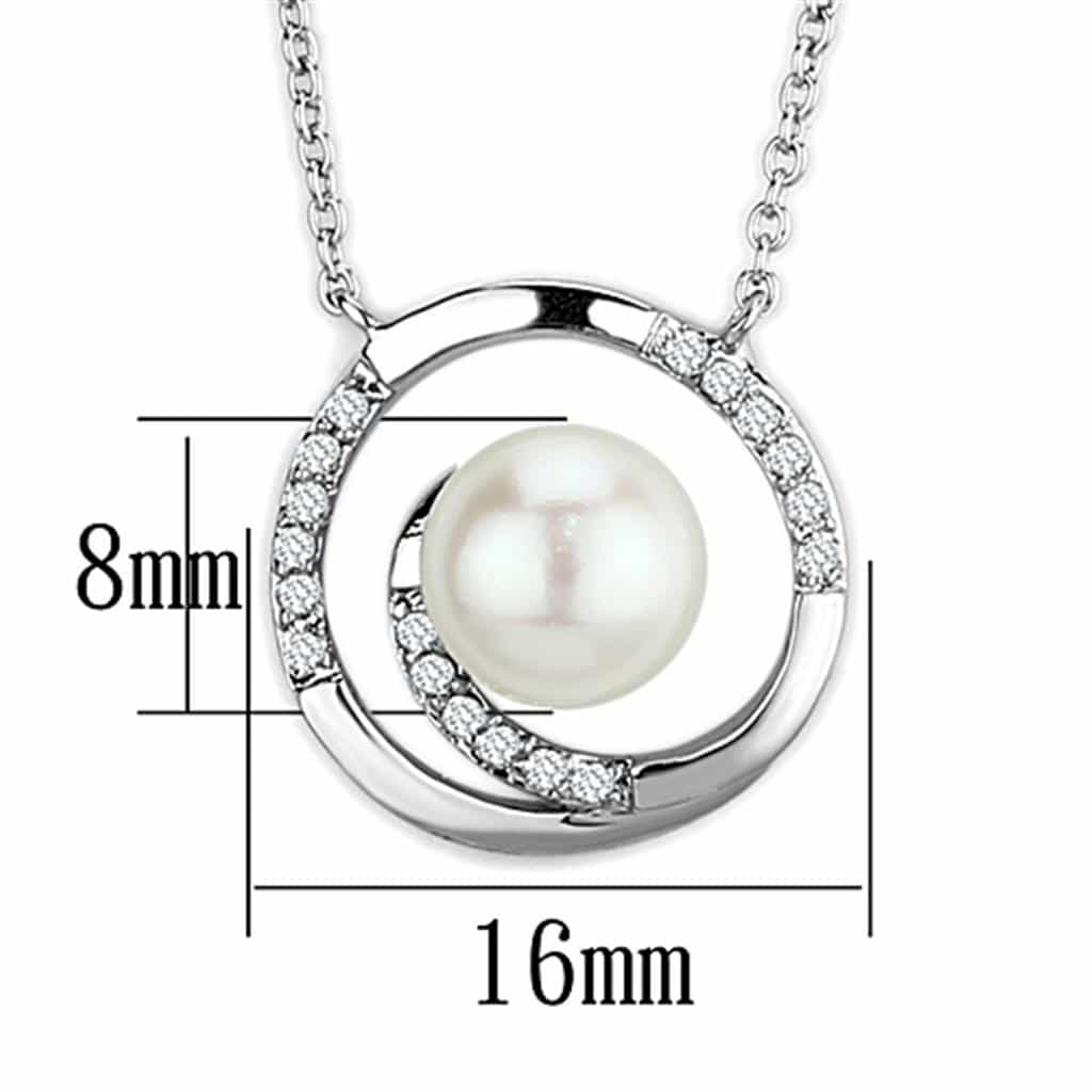 Brass Pearl CZ Spiral Circle Pendant Necklace view 4