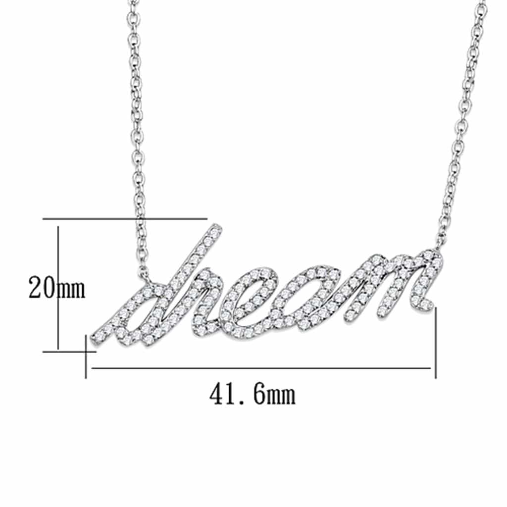Brass CZ Pave Dream Script Pendant Necklace view 4