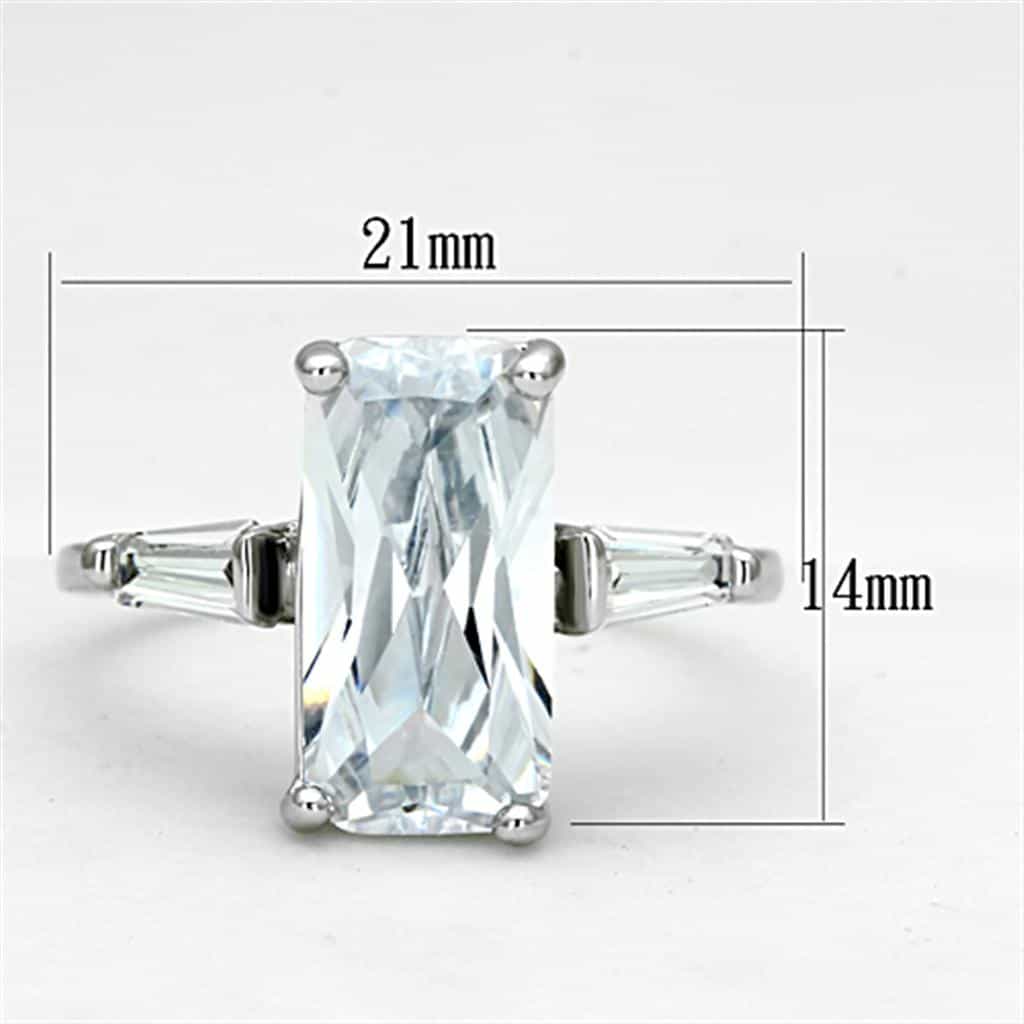 Brass Clear CZ Emerald Cut Baguette Solitaire Ring view 4