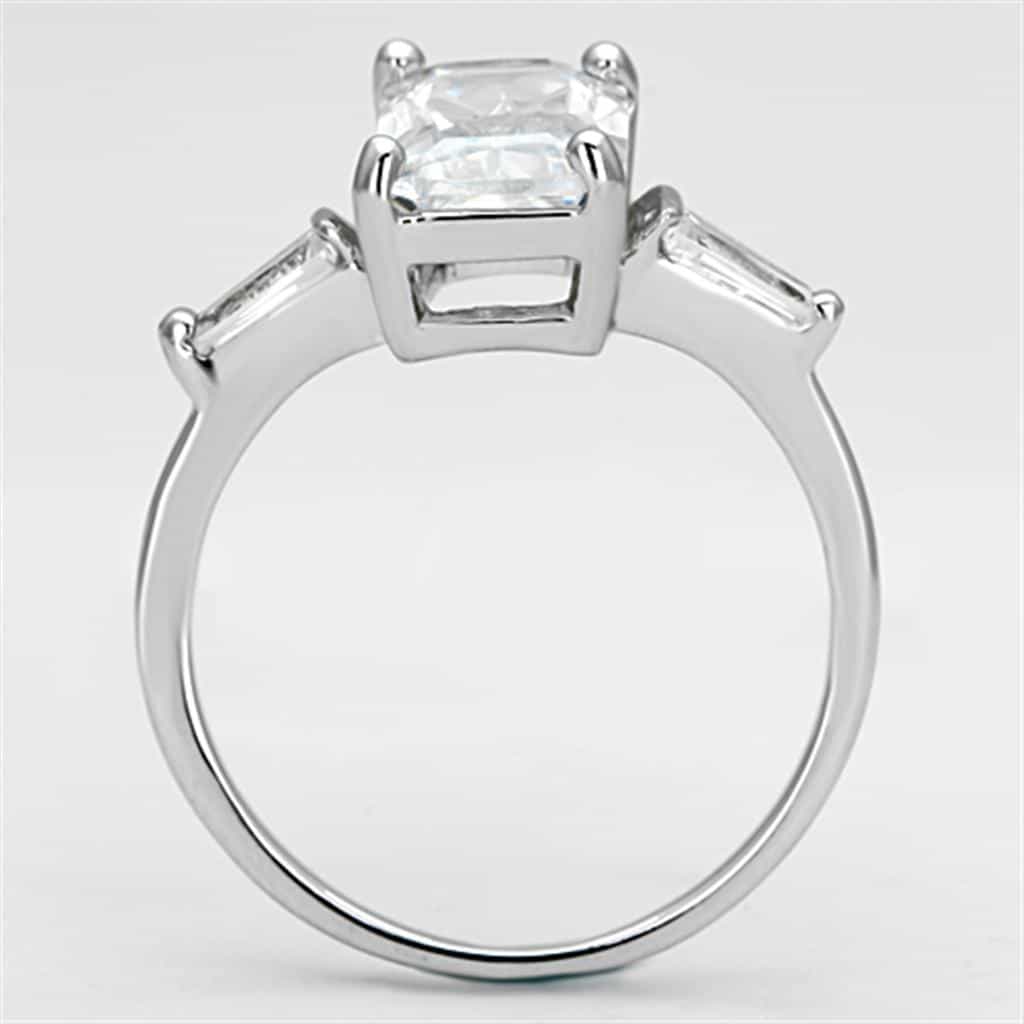 Brass Clear CZ Emerald Cut Baguette Solitaire Ring view 6