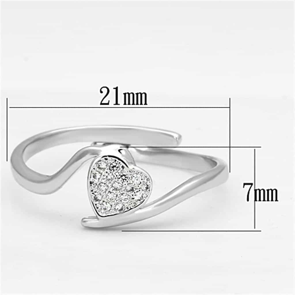 Brass CZ Pave Heart Open Bypass Ring view 4