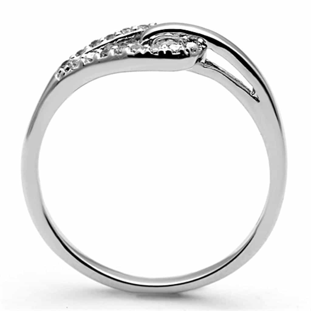 Brass CZ Pave Wave Bypass Band Ring view 6