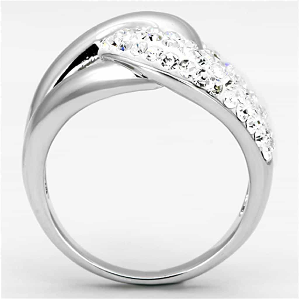 Brass CZ Pave Teardrop Crossover Dome Ring view 6