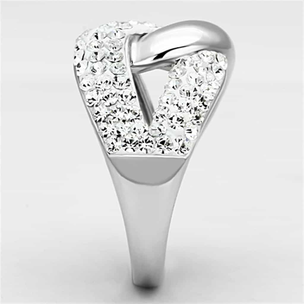 Brass CZ Pave Teardrop Crossover Dome Ring view 8
