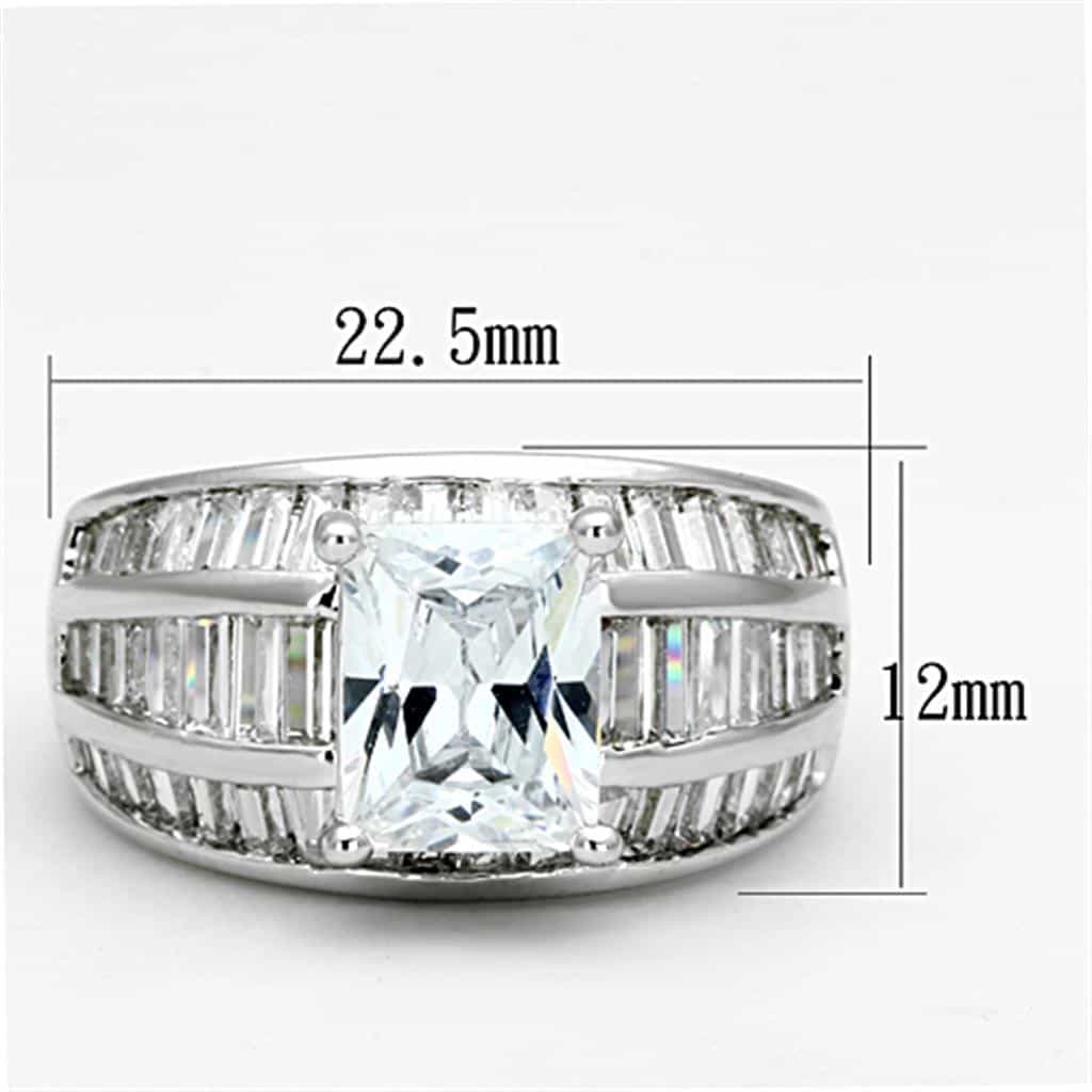 Brass CZ Princess Baguette Channel Wide Ring view 4