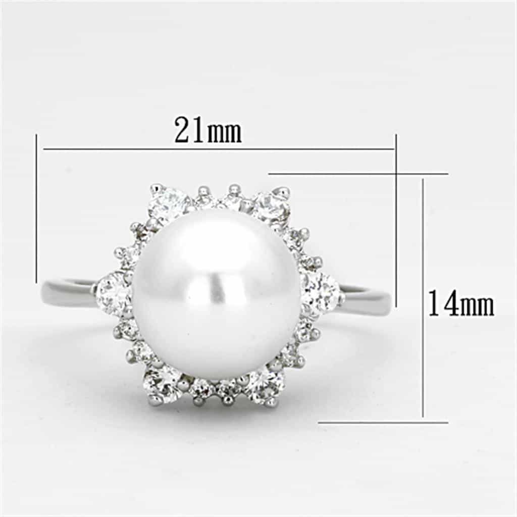 Brass Pearl CZ Halo Sunburst Solitaire Ring view 4