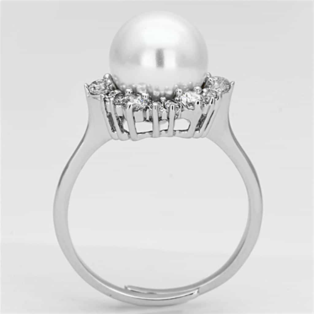 Brass Pearl CZ Halo Sunburst Solitaire Ring view 6