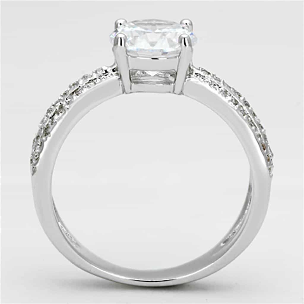 Brass CZ Round Solitaire Pave Split Shank Ring 3W478 view 6