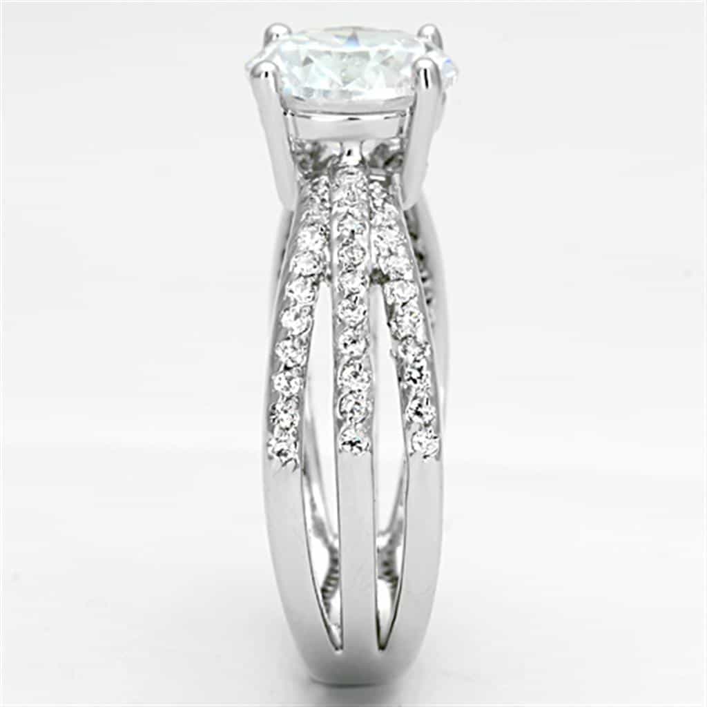 Brass CZ Round Solitaire Pave Split Shank Ring 3W478 view 8