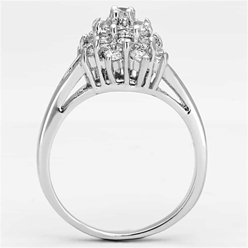Brass CZ Round Cluster Flower Cocktail Ring view 6
