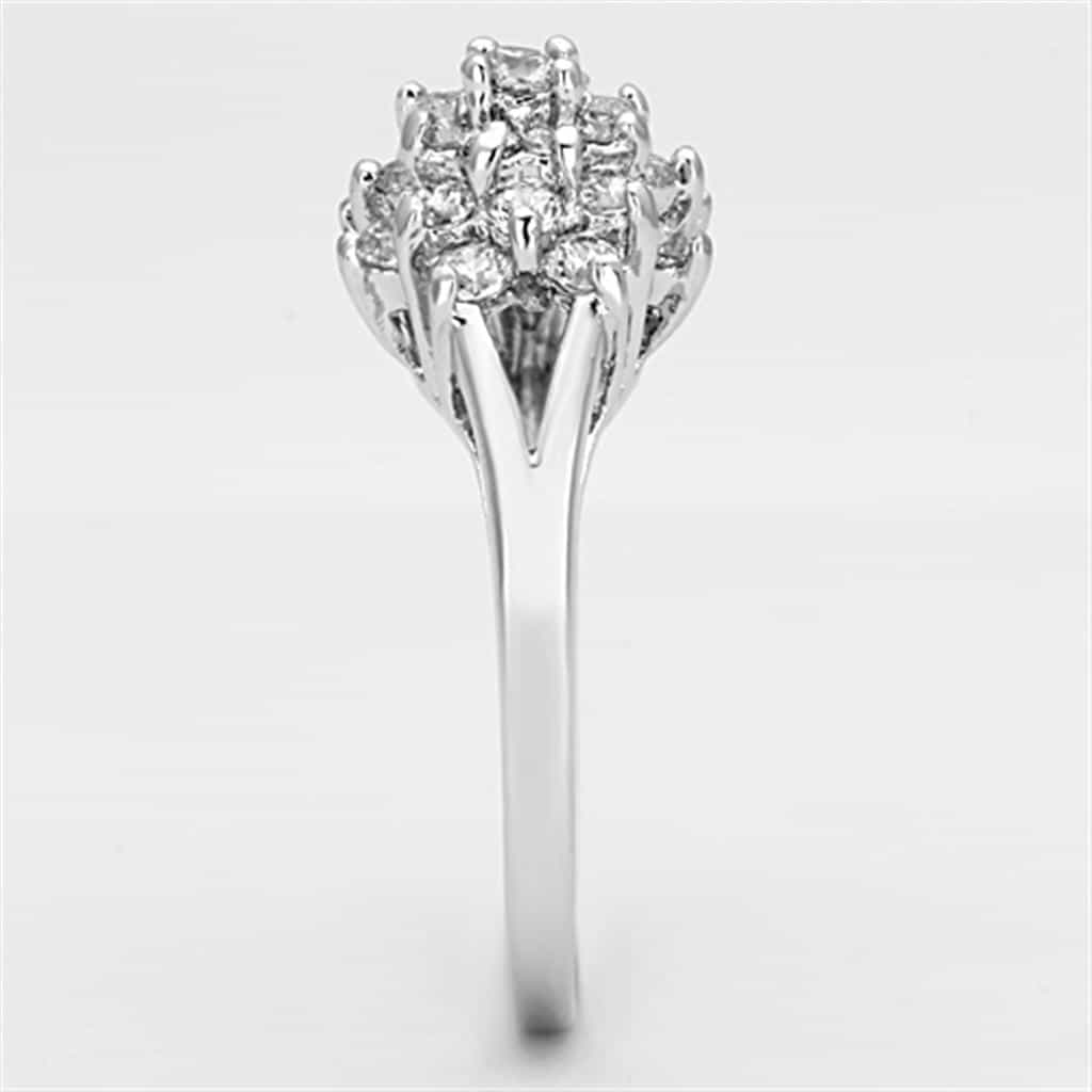 Brass CZ Round Cluster Flower Cocktail Ring view 8