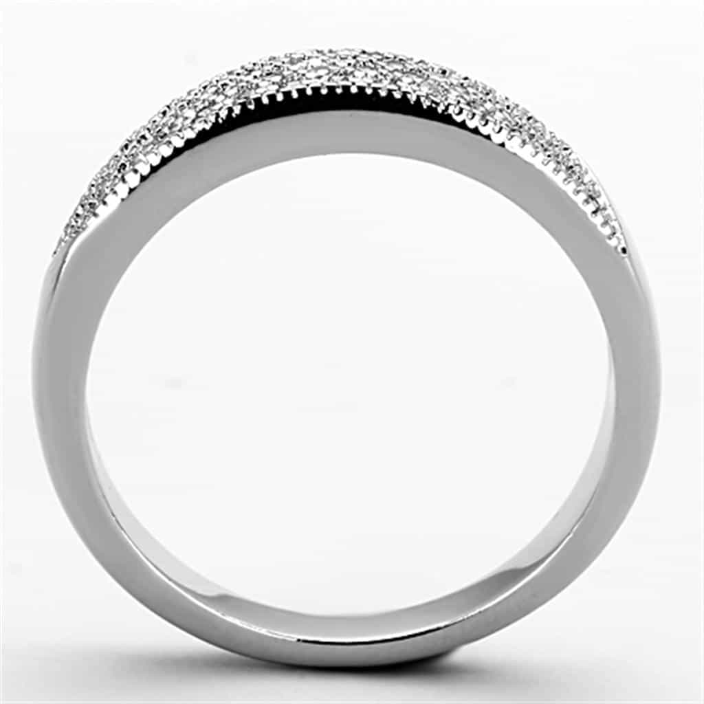 Brass CZ Micro Pave Triple Row Wide Band Ring view 6