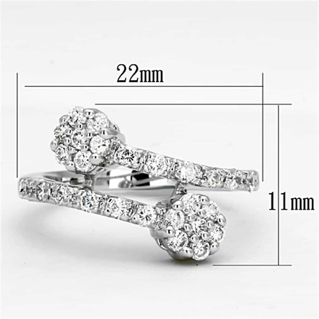 Brass CZ Pave Double Row X Crossover Ring view 4
