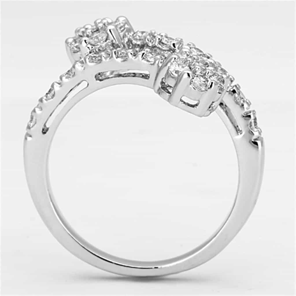 Brass CZ Pave Double Row X Crossover Ring view 6