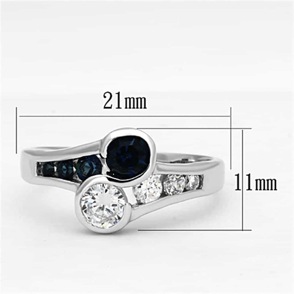 Brass London Blue CZ Round Bezel Bypass Ring view 4