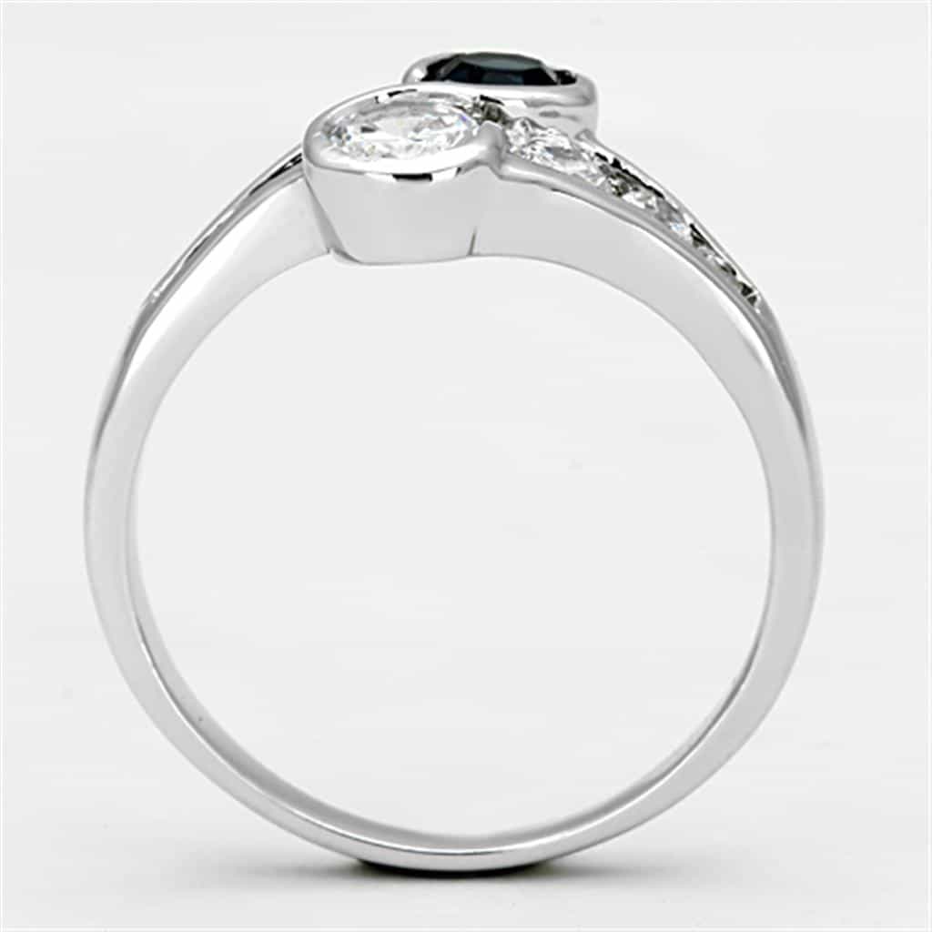 Brass London Blue CZ Round Bezel Bypass Ring view 6