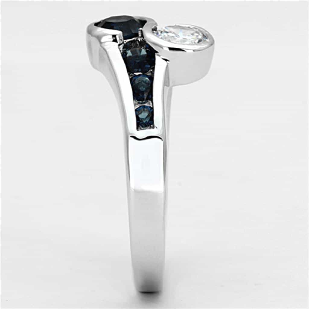Brass London Blue CZ Round Bezel Bypass Ring view 8