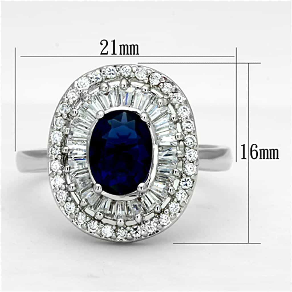 Brass Sapphire CZ Oval Baguette Halo Ring view 4