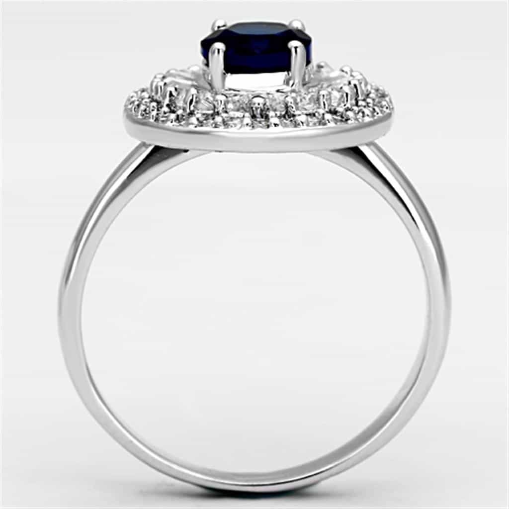 Brass Sapphire CZ Oval Baguette Halo Ring view 6