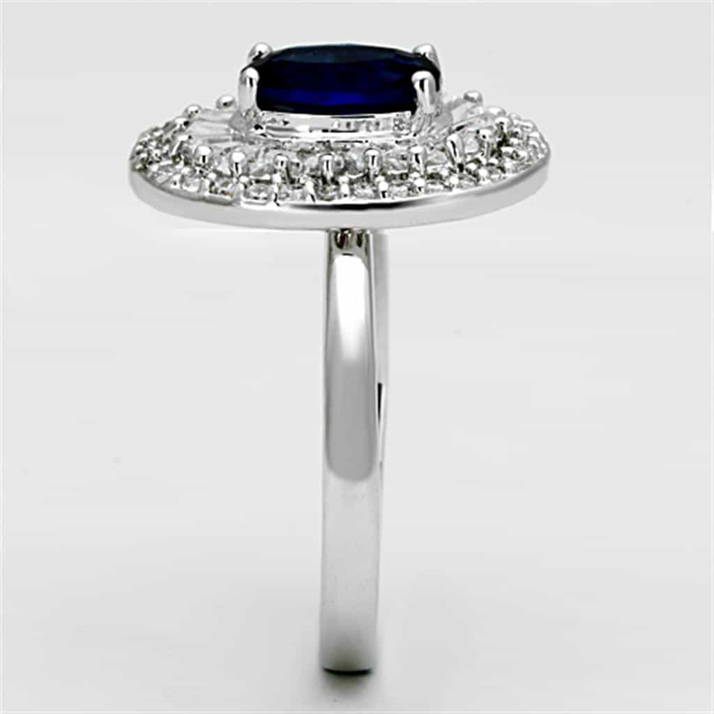Brass Sapphire CZ Oval Baguette Halo Ring view 8