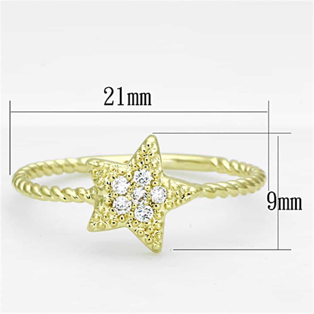 Brass Gold CZ Star Rope Twist Stackable Ring view 4