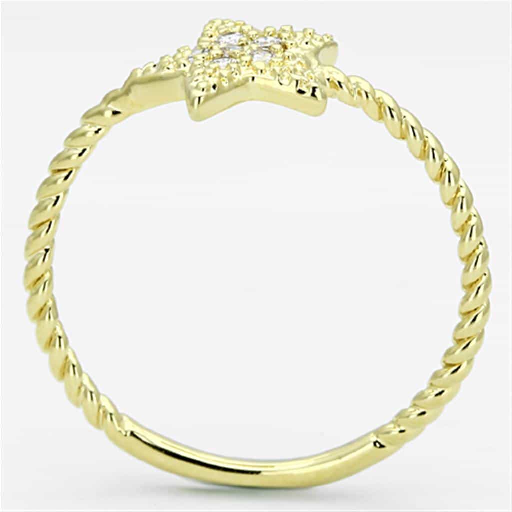 Brass Gold CZ Star Rope Twist Stackable Ring view 6