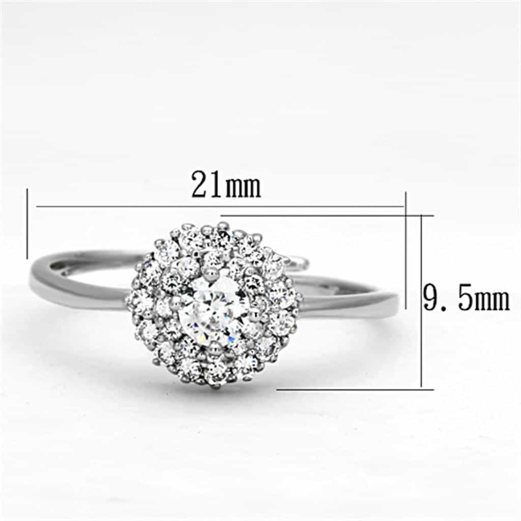 Brass CZ Round Halo Open Adjustable Ring view 4